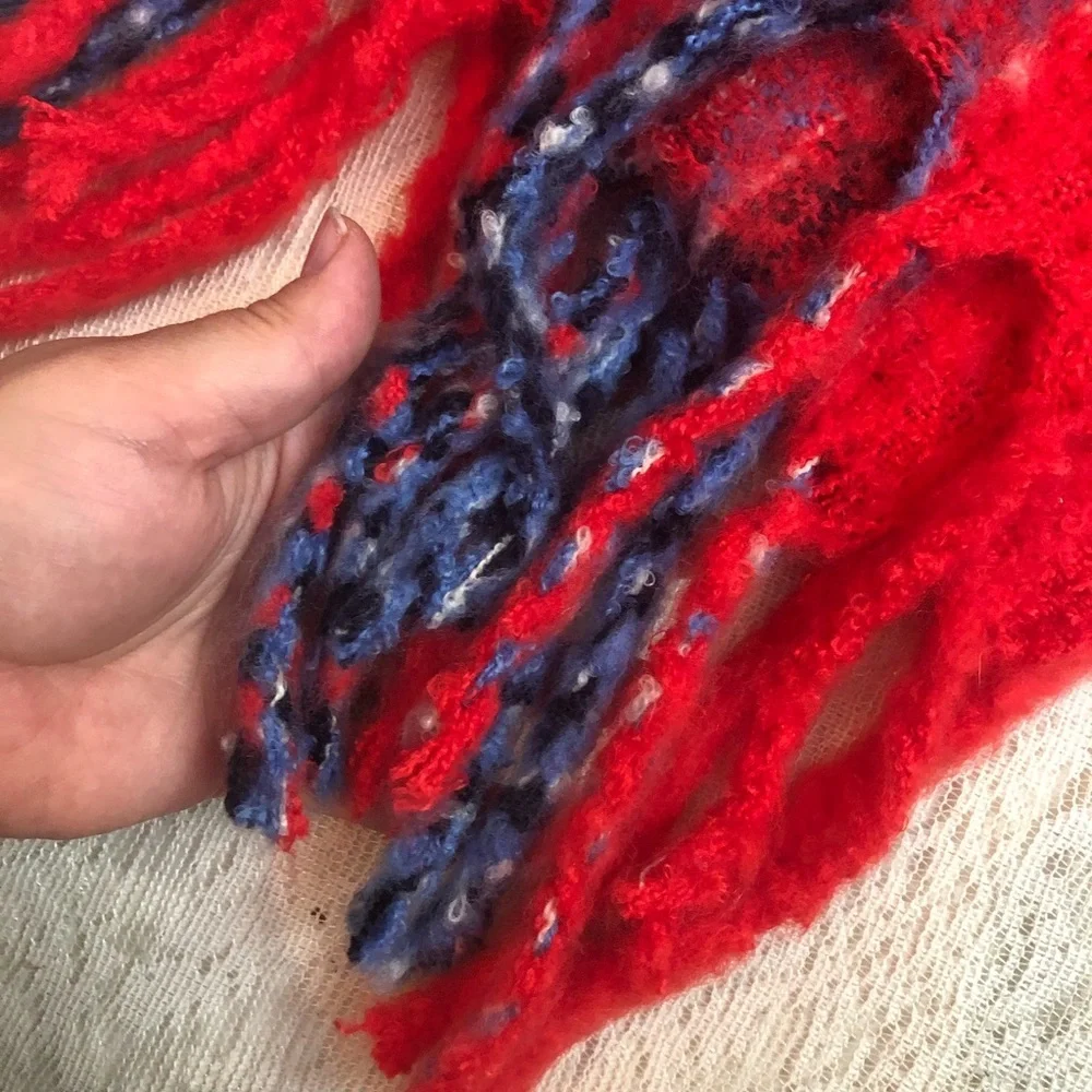 Aerie Ultra plush oversized plaid fringe blanket scarf